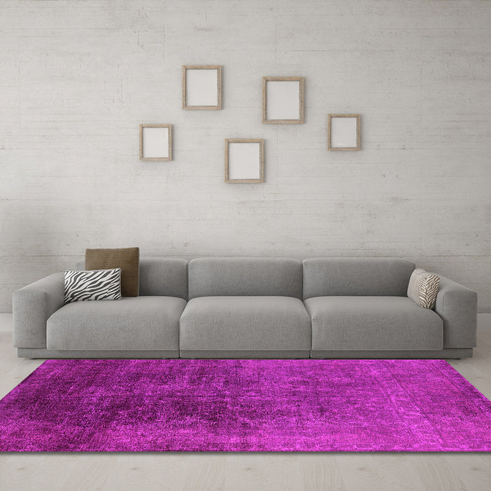 Machine Washable Oriental Pink Industrial Rug in a Living Room, wshurb2127pnk