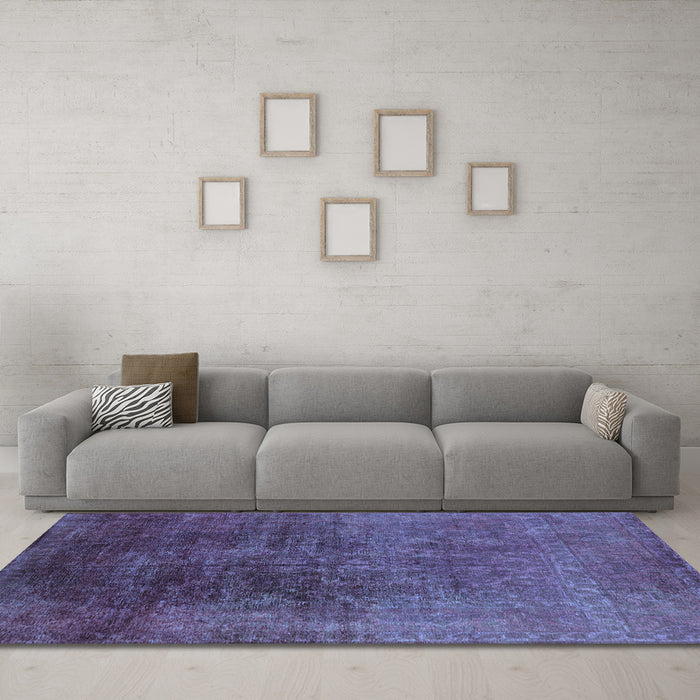 Machine Washable Oriental Light Blue Industrial Rug in a Living Room, wshurb2127lblu