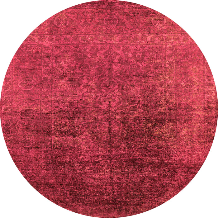 Round Machine Washable Oriental Orange Industrial Area Rugs, wshurb2127org