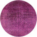 Round Machine Washable Industrial Modern Medium Violet Red Pink Rug, wshurb2127