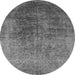 Round Oriental Gray Industrial Rug, urb2127gry