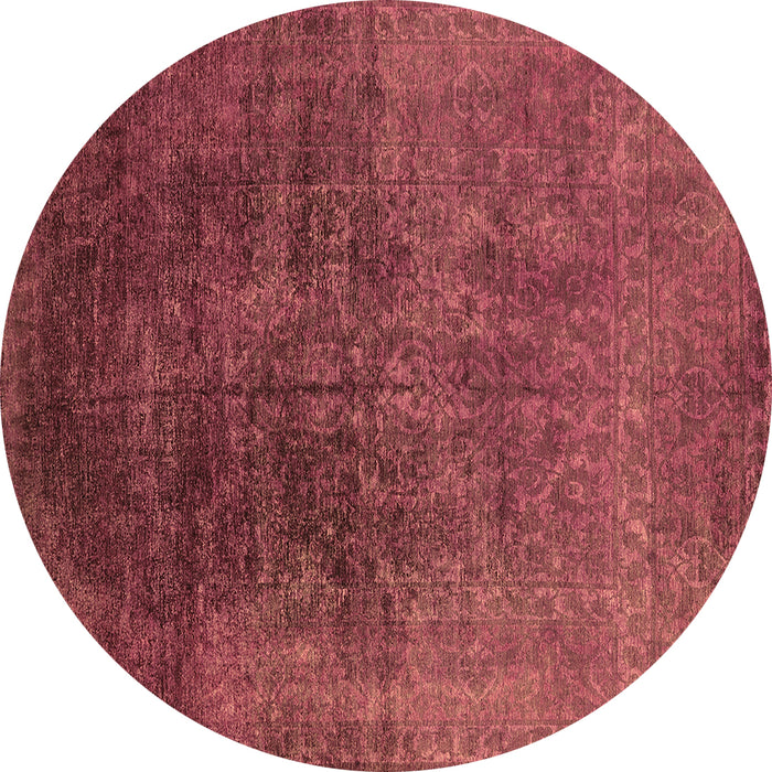 Round Machine Washable Oriental Brown Industrial Rug, wshurb2127brn