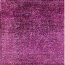 Square Mid-Century Modern Violet Red Pink Oriental Rug, urb2127