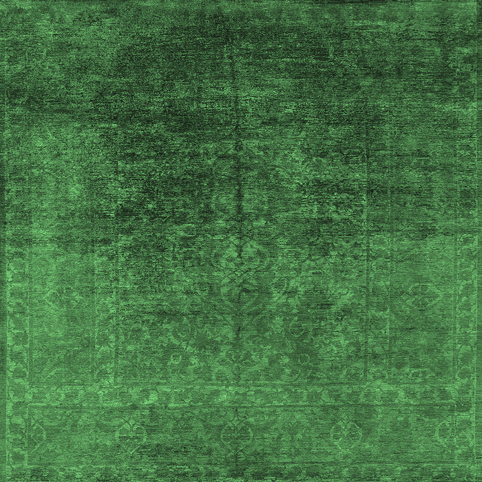 Square Machine Washable Oriental Emerald Green Industrial Area Rugs, wshurb2127emgrn