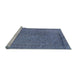 Sideview of Machine Washable Industrial Modern Azure Blue Rug, wshurb2128