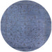 Round Machine Washable Industrial Modern Azure Blue Rug, wshurb2128