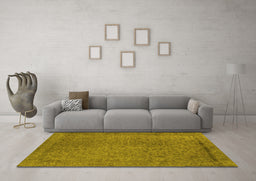 Machine Washable Oriental Yellow Industrial Rug in a Living Room, wshurb2128yw