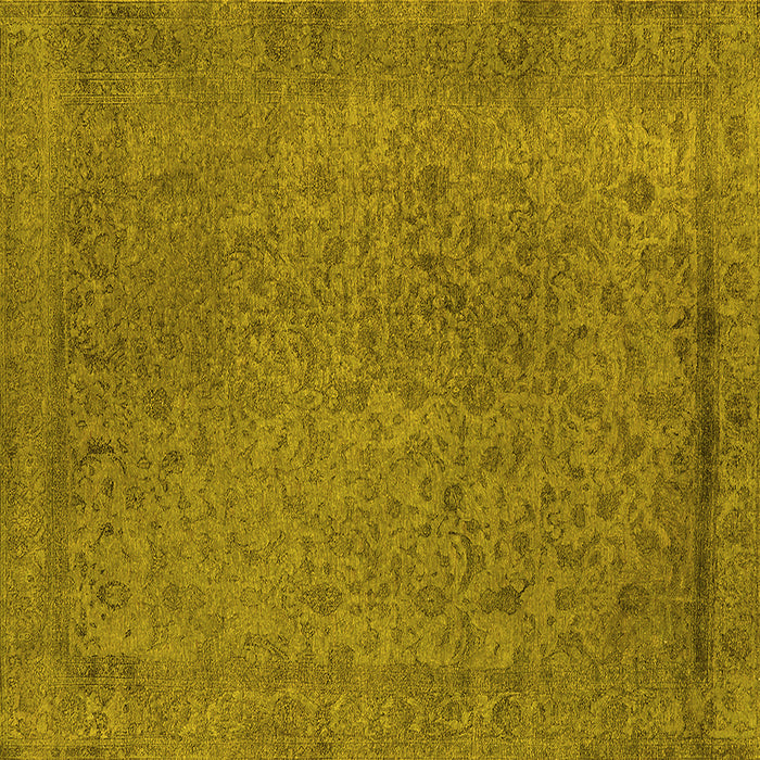 Square Machine Washable Oriental Yellow Industrial Rug, wshurb2128yw