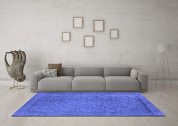 Machine Washable Oriental Blue Industrial Rug in a Living Room, wshurb2128blu