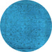 Round Oriental Light Blue Industrial Rug, urb2128lblu