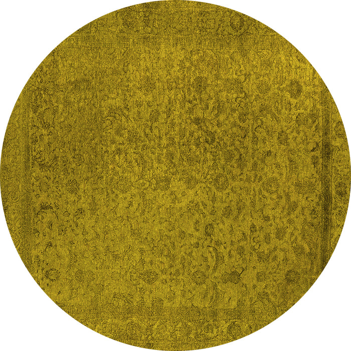 Round Oriental Yellow Industrial Rug, urb2128yw