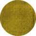 Round Oriental Yellow Industrial Rug, urb2128yw