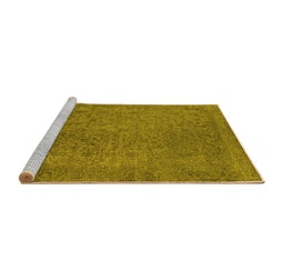 Sideview of Machine Washable Oriental Yellow Industrial Rug, wshurb2128yw