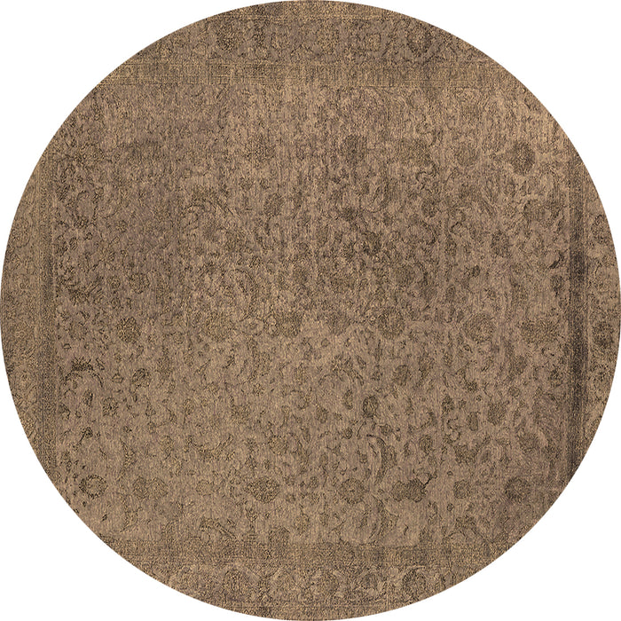 Round Oriental Brown Industrial Rug, urb2128brn