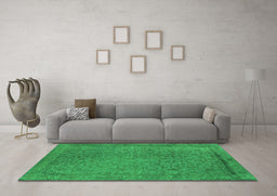 Machine Washable Oriental Green Industrial Area Rugs in a Living Room,, wshurb2128grn