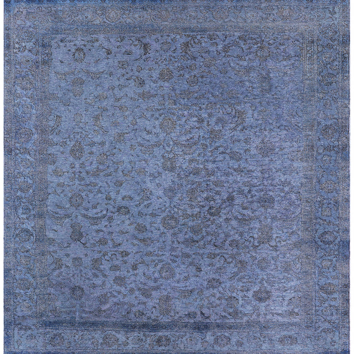 Square Mid-Century Modern Azure Blue Oriental Rug, urb2128