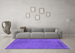 Machine Washable Oriental Purple Industrial Area Rugs in a Living Room, wshurb2128pur