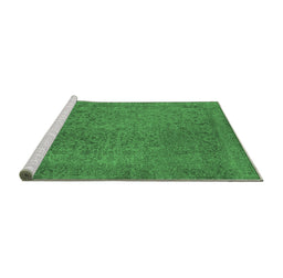 Sideview of Machine Washable Oriental Emerald Green Industrial Area Rugs, wshurb2128emgrn