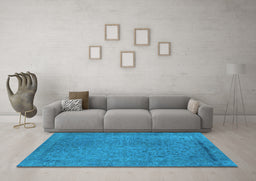 Machine Washable Oriental Light Blue Industrial Rug in a Living Room, wshurb2128lblu
