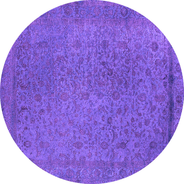 Round Machine Washable Oriental Purple Industrial Area Rugs, wshurb2128pur