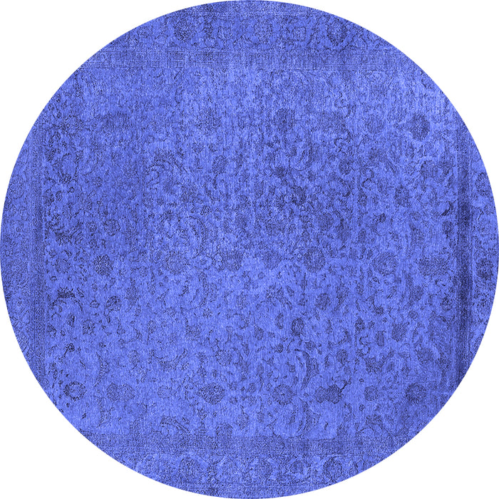 Round Oriental Blue Industrial Rug, urb2128blu