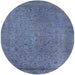 Round Mid-Century Modern Azure Blue Oriental Rug, urb2128