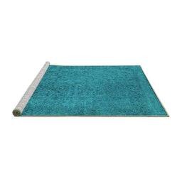 Sideview of Machine Washable Oriental Turquoise Industrial Area Rugs, wshurb2128turq