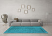 Machine Washable Oriental Turquoise Industrial Area Rugs in a Living Room,, wshurb2128turq