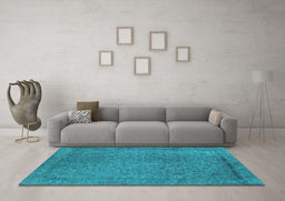 Machine Washable Oriental Turquoise Industrial Area Rugs in a Living Room,, wshurb2128turq