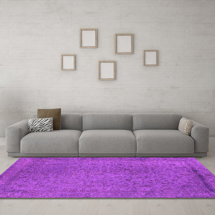 Machine Washable Oriental Pink Industrial Rug in a Living Room, wshurb2128pnk