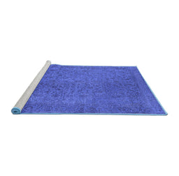 Sideview of Machine Washable Oriental Blue Industrial Rug, wshurb2128blu