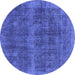 Round Oriental Blue Industrial Rug, urb2129blu