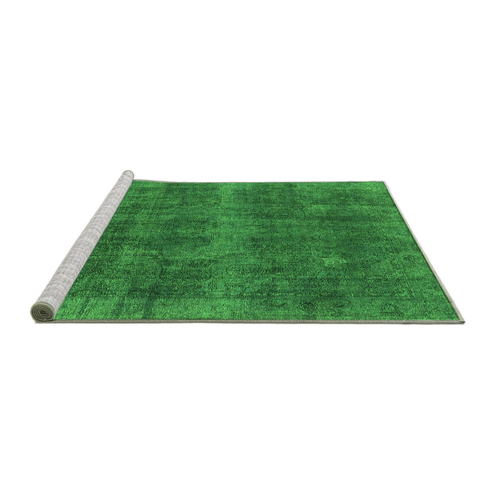Sideview of Machine Washable Oriental Green Industrial Area Rugs, wshurb2129grn