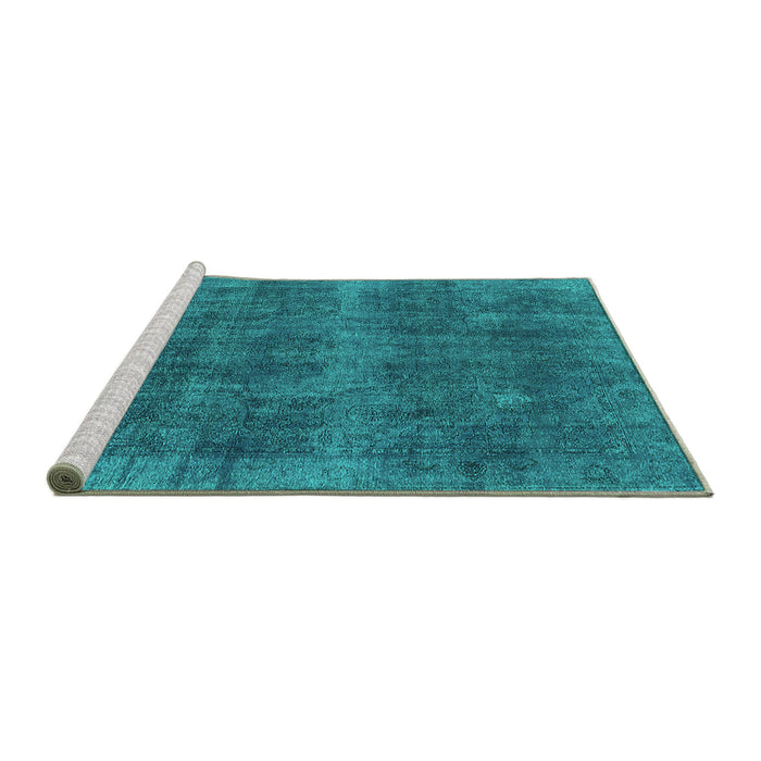 Sideview of Machine Washable Oriental Turquoise Industrial Area Rugs, wshurb2129turq