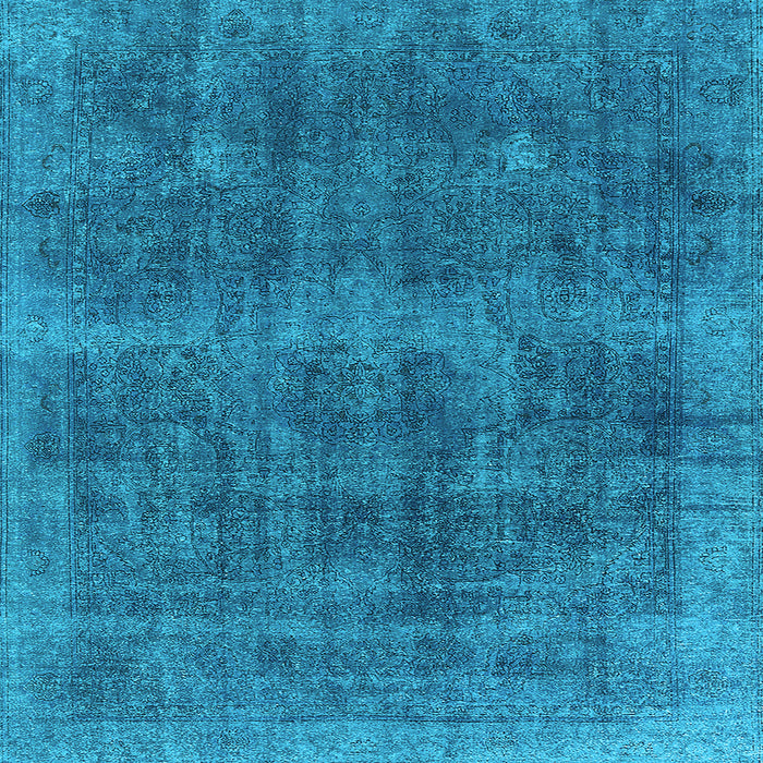 Square Machine Washable Oriental Light Blue Industrial Rug, wshurb2129lblu