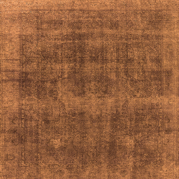 Square Machine Washable Oriental Orange Industrial Area Rugs, wshurb2129org