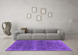 Machine Washable Oriental Purple Industrial Area Rugs in a Living Room, wshurb2129pur