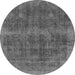 Round Oriental Gray Industrial Rug, urb2129gry