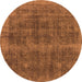 Round Machine Washable Oriental Orange Industrial Area Rugs, wshurb2129org