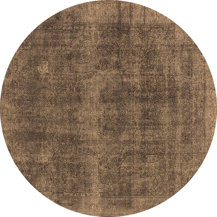 Round Oriental Brown Industrial Rug, urb2129brn
