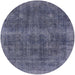 Round Machine Washable Industrial Modern Purple Navy Blue Rug, wshurb2129