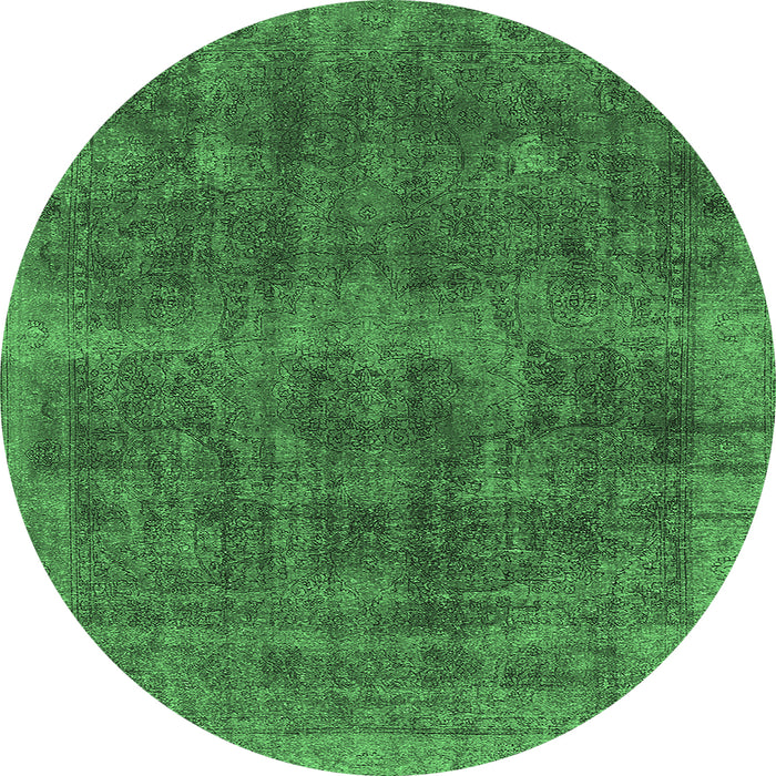 Round Oriental Emerald Green Industrial Rug, urb2129emgrn
