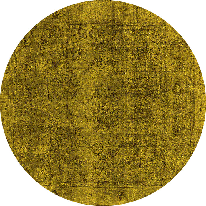 Round Oriental Yellow Industrial Rug, urb2129yw