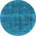 Round Oriental Light Blue Industrial Rug, urb2129lblu