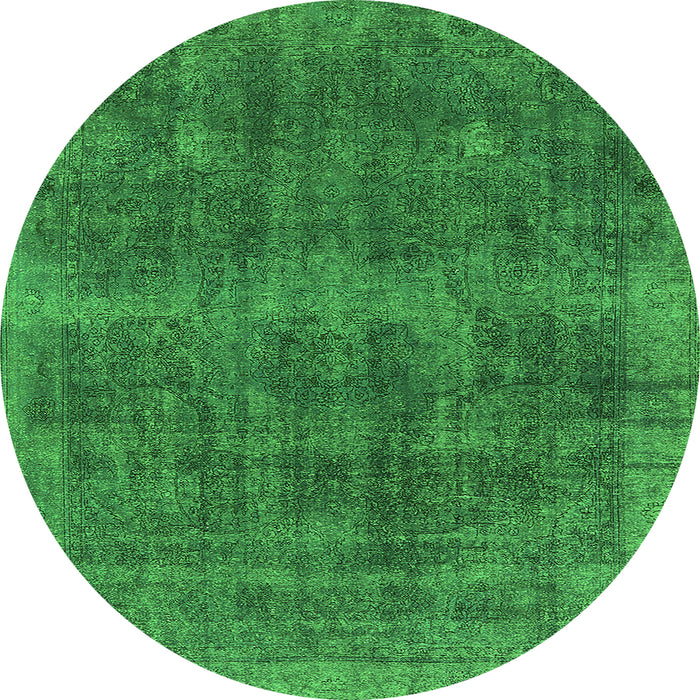 Round Oriental Green Industrial Rug, urb2129grn