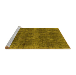 Sideview of Machine Washable Oriental Yellow Industrial Rug, wshurb2129yw