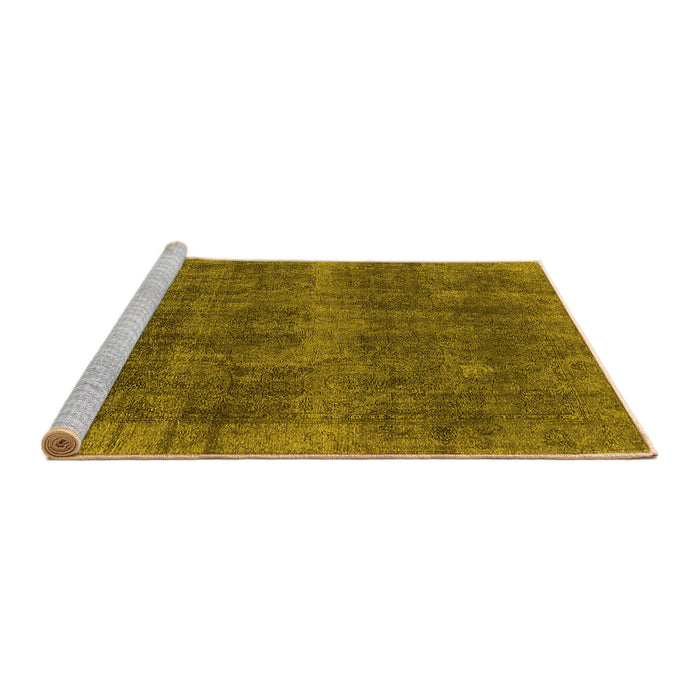Sideview of Machine Washable Oriental Yellow Industrial Rug, wshurb2129yw