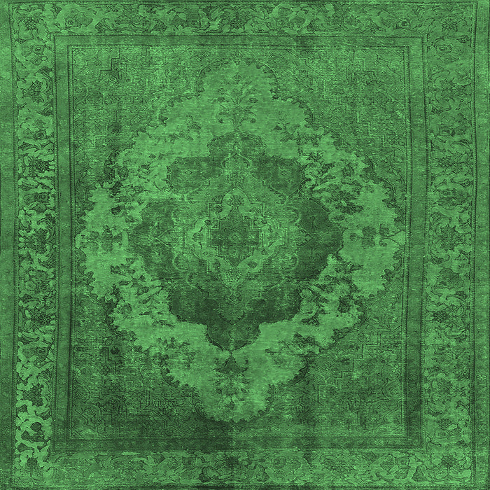 Square Machine Washable Oriental Emerald Green Industrial Area Rugs, wshurb2130emgrn
