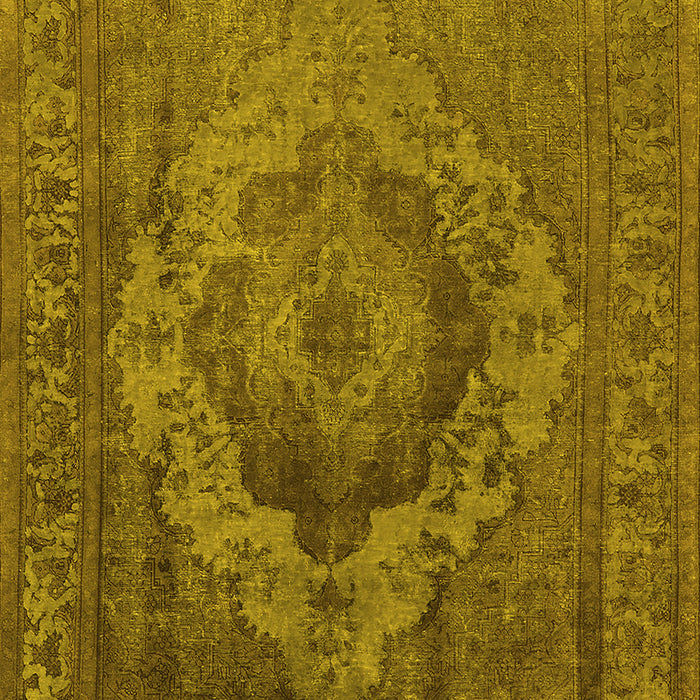 Machine Washable Oriental Yellow Industrial Rug, wshurb2130yw