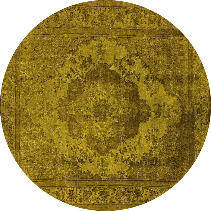 Round Oriental Yellow Industrial Rug, urb2130yw